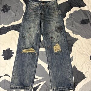 Balenciaga Rhinestone Scribble Jeans